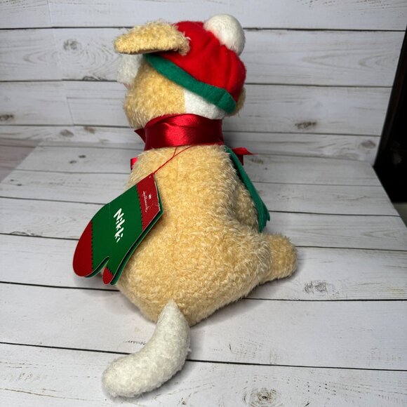 Hallmark Christmas Dog Nikki Red Green Hat Scarf 10" Stuffed Plush Holiday Gift - Picture 4 of 8